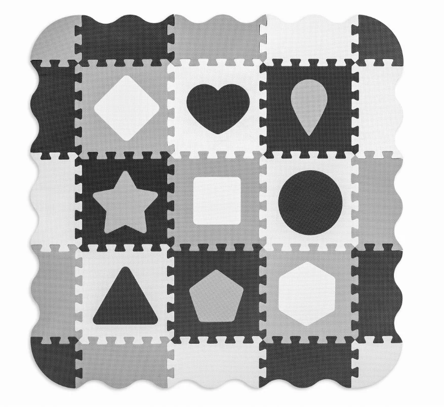 Penové puzzle podložka ohrádka Milly Mally Jolly 3x3 Shapes Grey , 