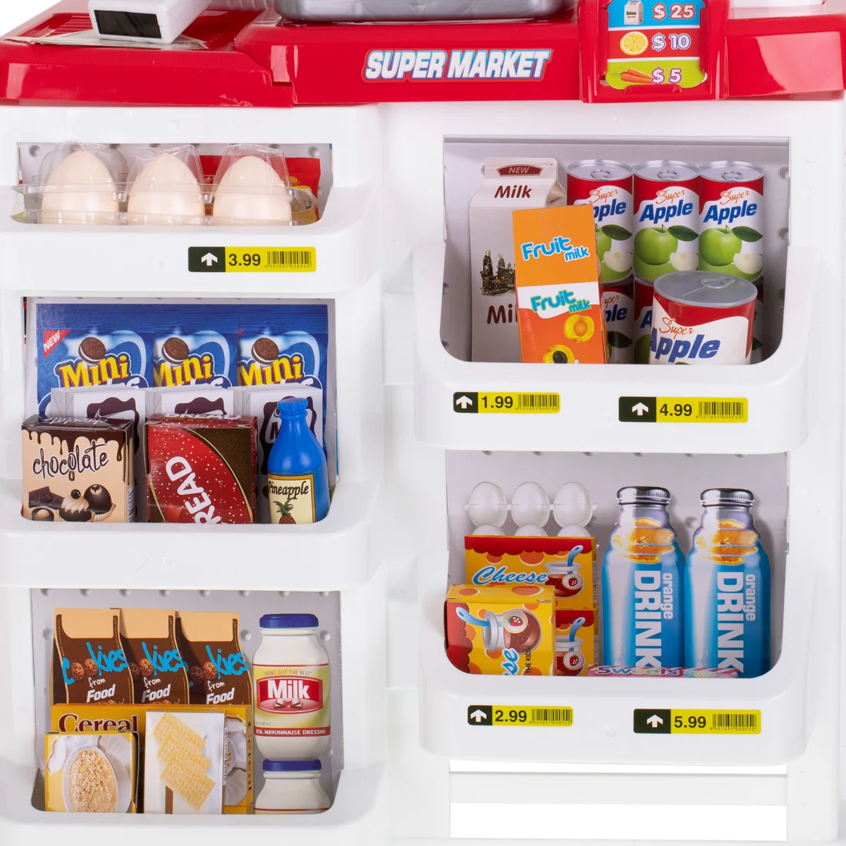 Detský supermarket so skenerom a vozíkom – 47 dielov