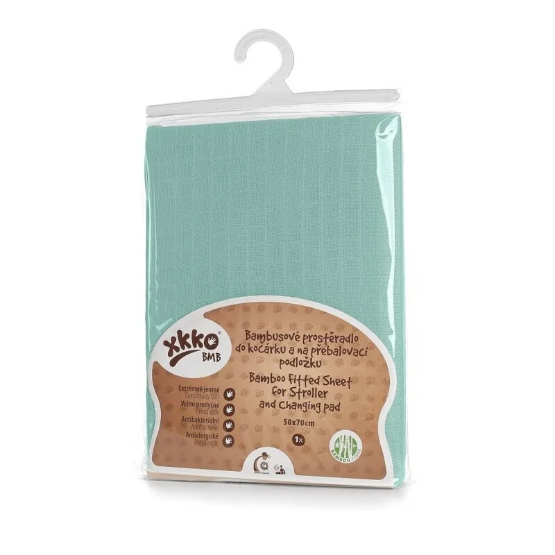 XKKO BMB Plachta s gumou do kočíka 50x70, Mint 1×1 ks, plachta s gumou do kočíka