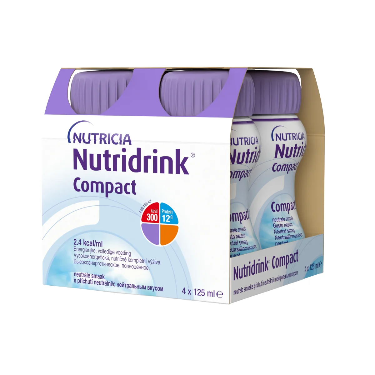 Nutridrink Compact s neutrálnou príchuťou 4x125 ml, nápoj na medicínske účely