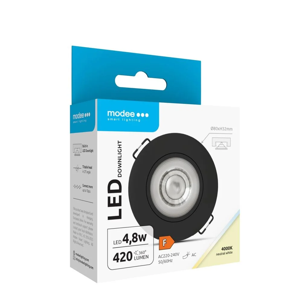 Modee LED bodové svetlo podhľadové 4,8W čierne 420 lumenov