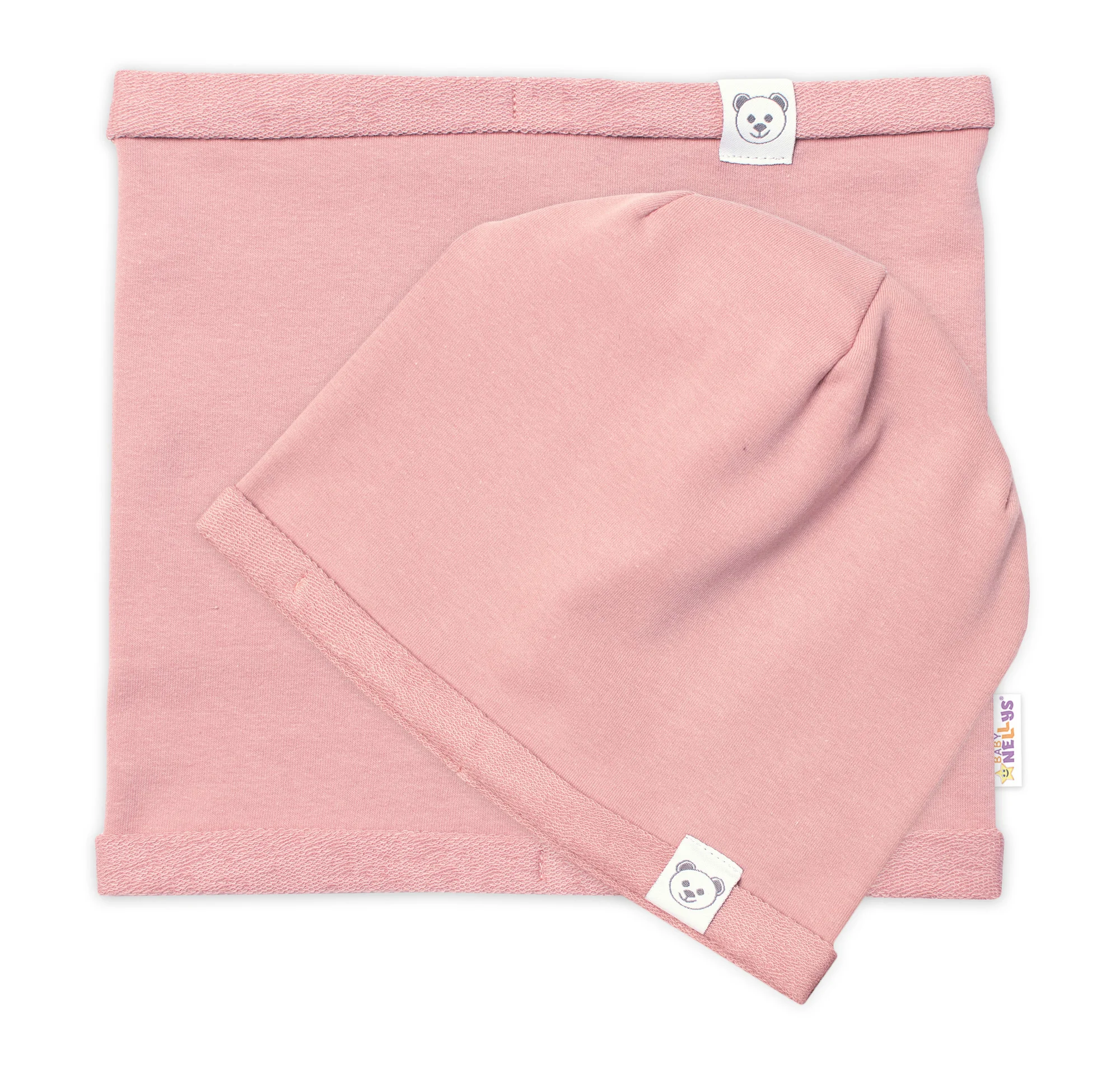 Čiapka s nákrčníkom bavlna, Little Bear, Baby Nellys, púdrová