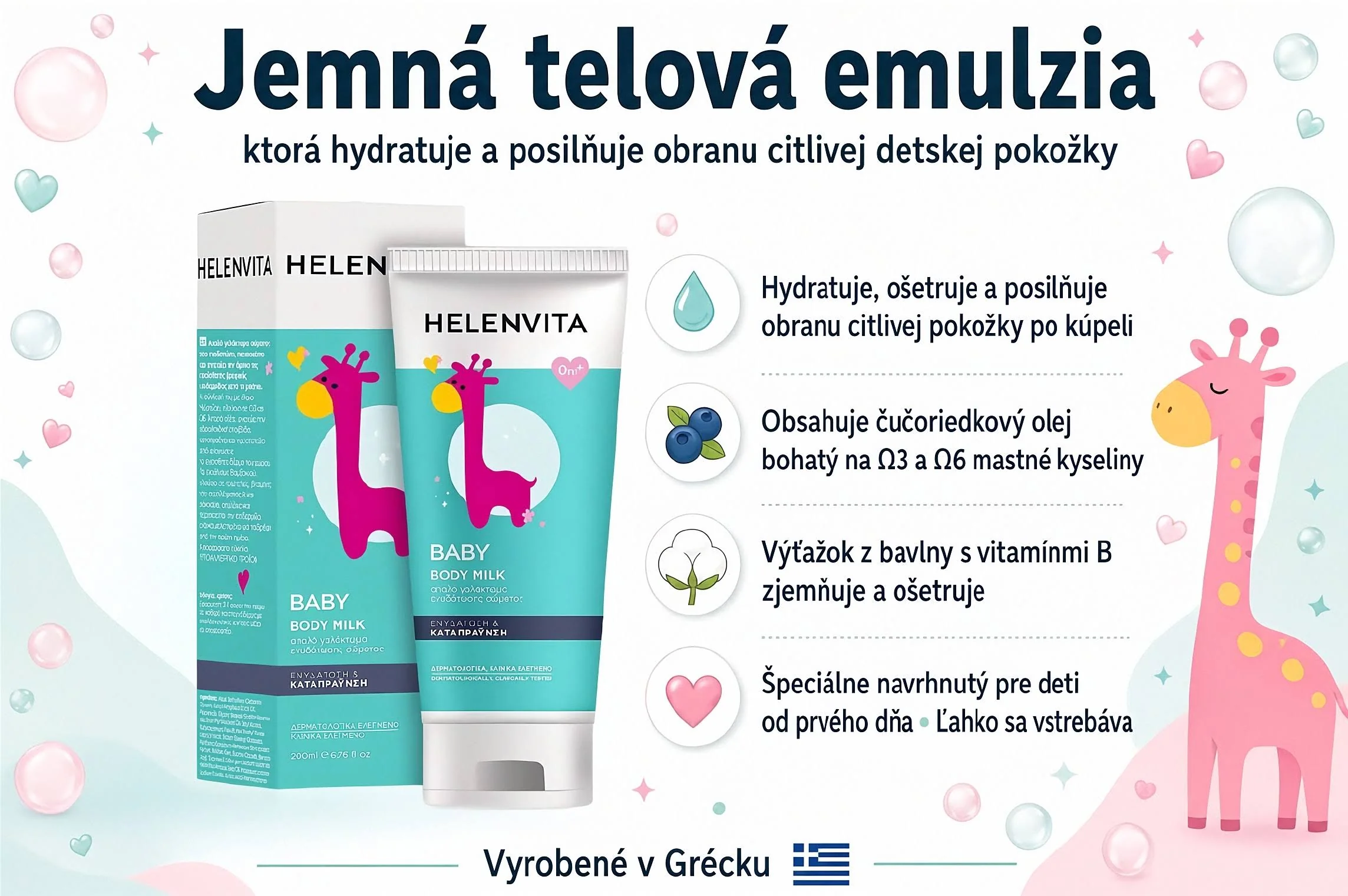 Helenvita Detské hydratačné telové mlieko 200 ml od narodenia