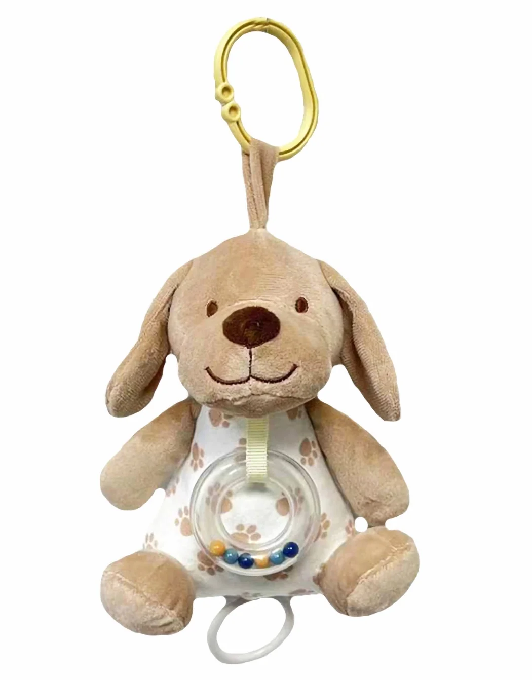 Tulilo Závesná plyšová hračka s hrkálkou Psík, 18 cm - béžová