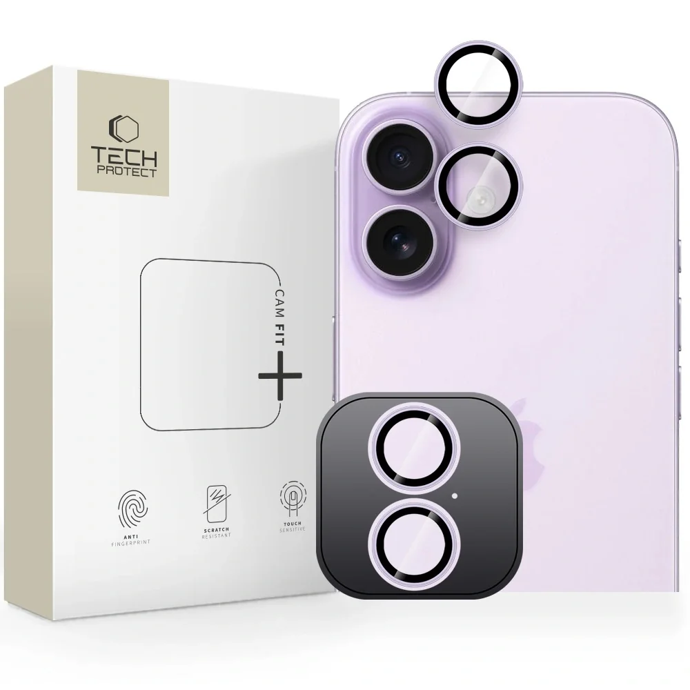 Tech-Protect CamRing Fit ochranné sklo na iPhone 17, fialové 
