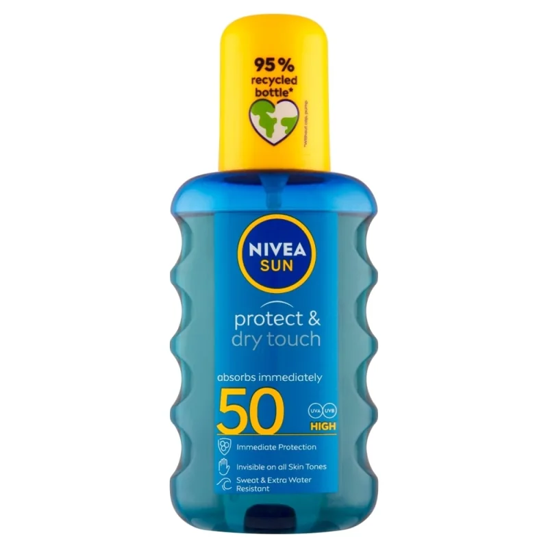 NIVEA Sun Protect & Dry Touch neviditeľný sprej na opaľovanie OF 50, 200 ml
