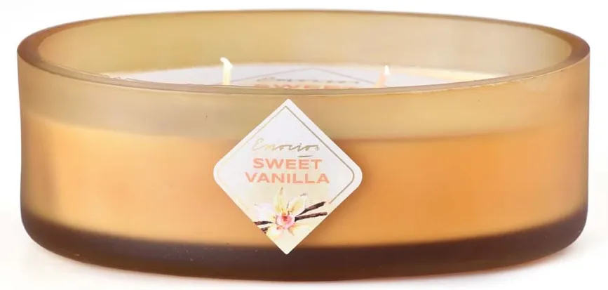 Emocio Sklo barevné 144x102x50 mm ovál 2 knoty Sweet Vanilla vonná svíčka