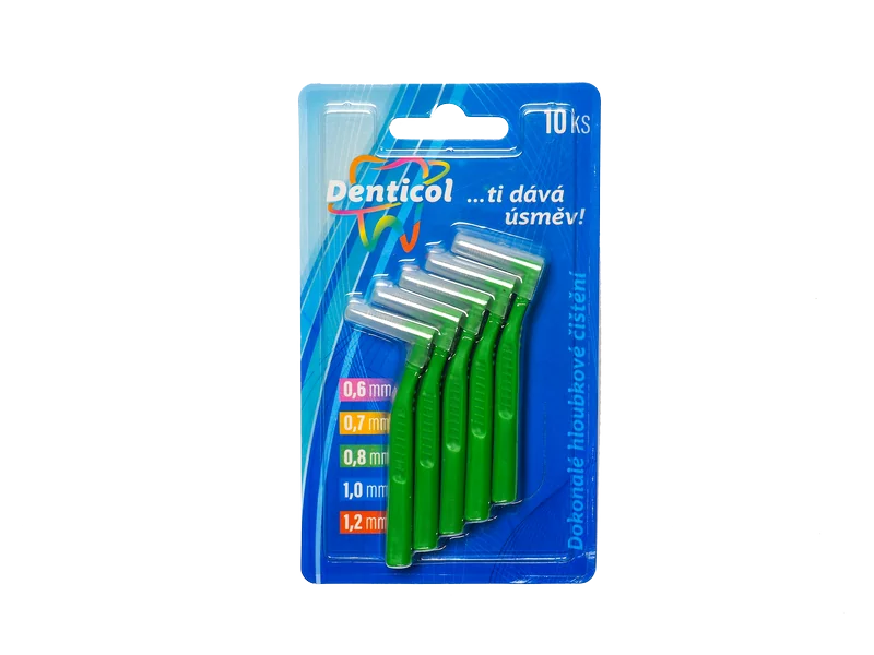 Denticol vel. 0,8mm, medzizubná kefka zakrivená 1×10 ks, medzizubná kefka