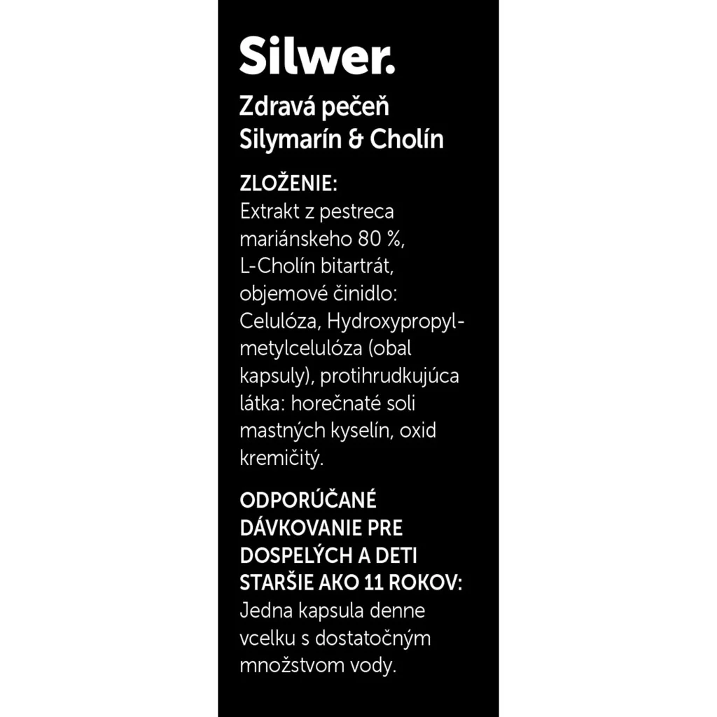 Silwer Zdravá pečeň Silymarín & Cholín 45 kapsúl. Ochrana pečene, detoxikácia, regenerácia.