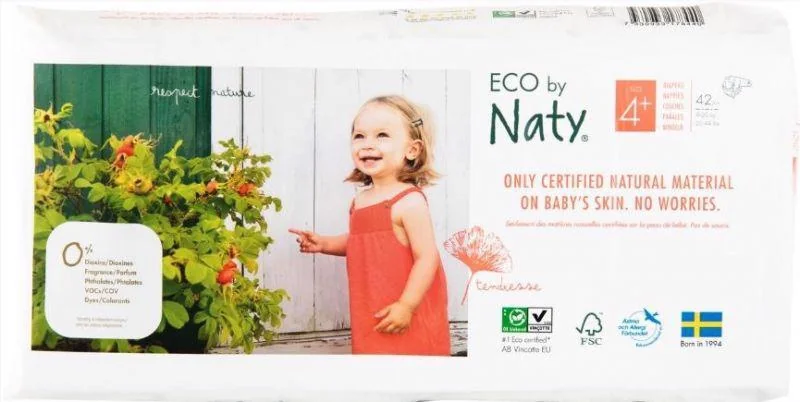 ECO BY NATY Plienky jednorazové 4+ (9-20 kg) 42 ks - ECONOMY PACK 1×42 ks