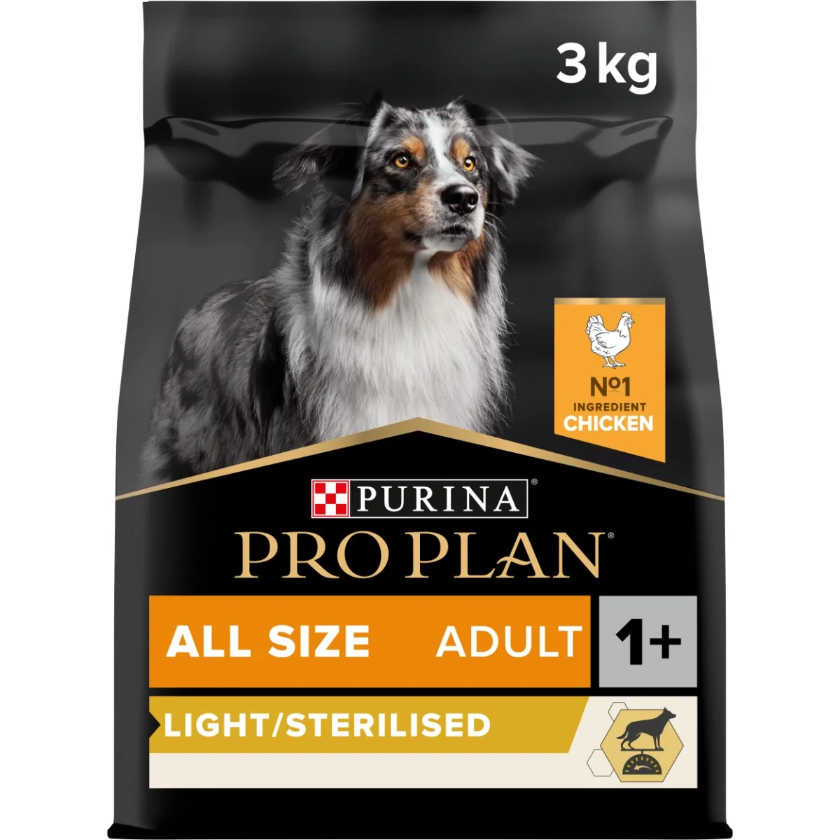 PRO PLAN All Sizes Adult Light Sterilised granule pre psov kura 3 kg 1×1 ks