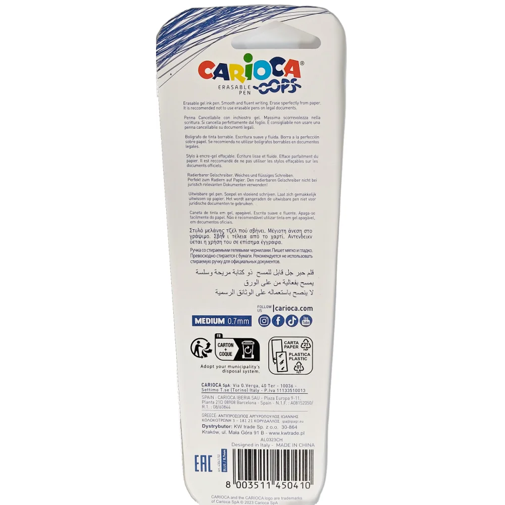 Carioca Náhradná náplň do rollera Frixion 0,7mm zelená 3ks-CARIOCA