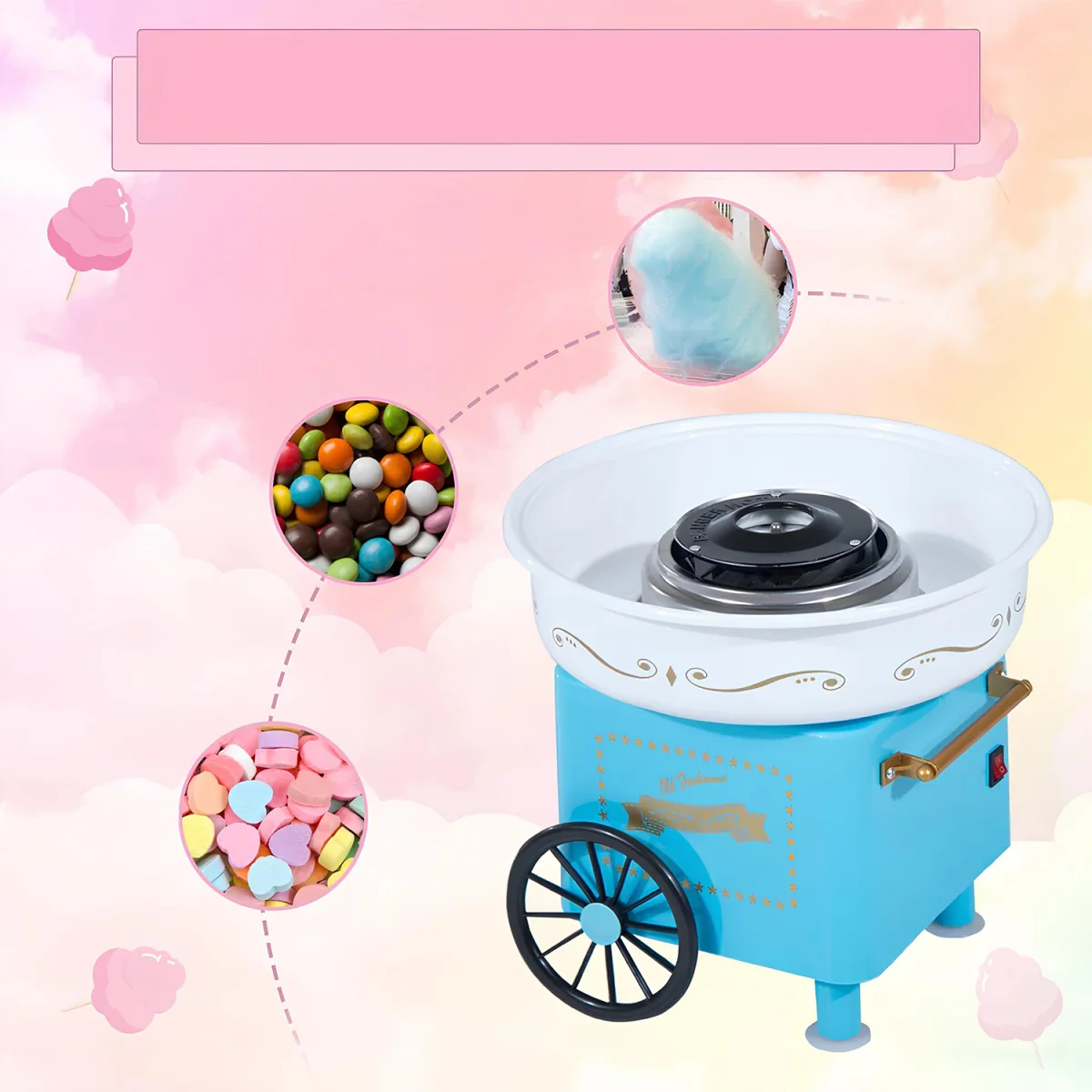 Livefy Cotton Candy V1 stroj na cukrovú vatu, modrý