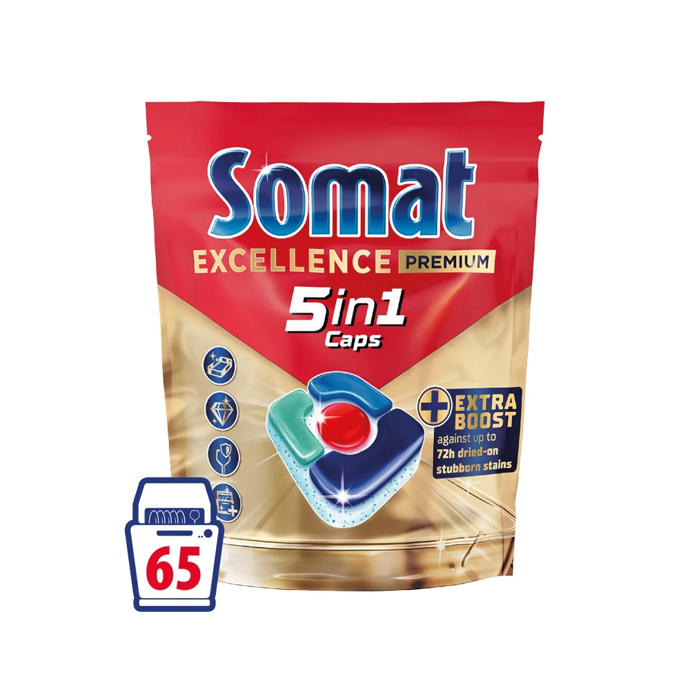 Somat Excellence 5v1 kapsuly do umývačky 1×65 ks, kapsuly do umývačky