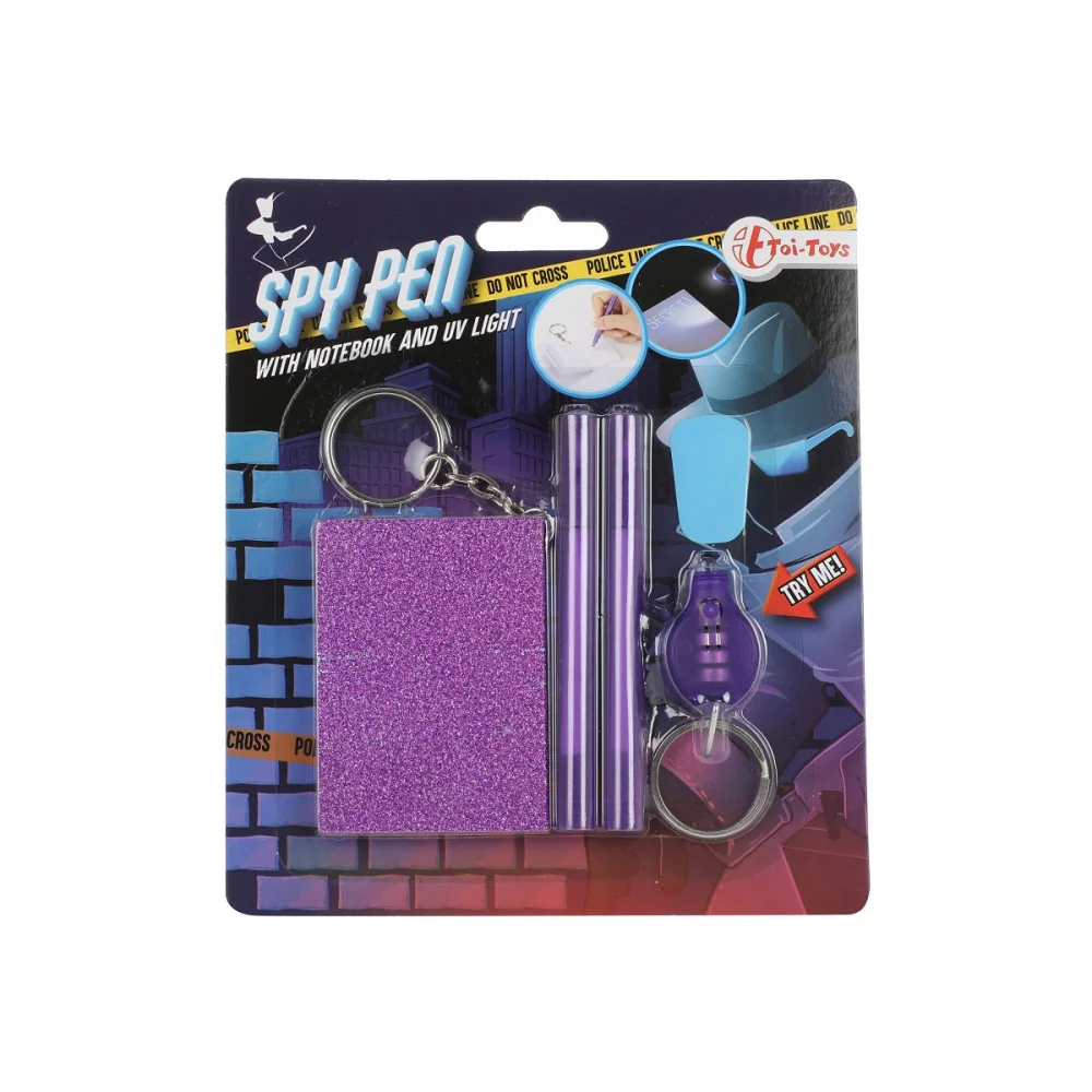 Tajné písanie: blok+UV lampa na kľúčenke s tajným perom-Toi Toys