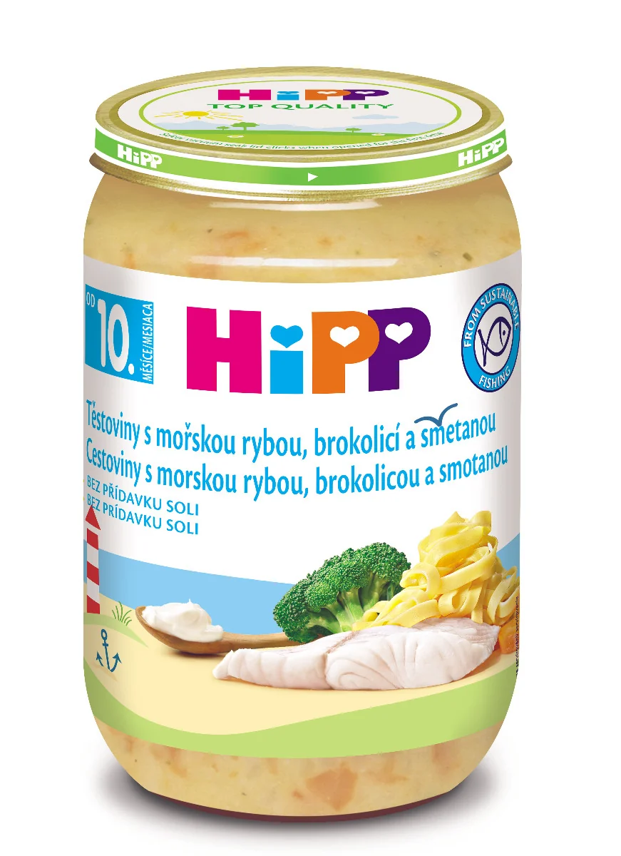 HiPP Cestoviny s morskou rybou, brokolicou a smotanou 1×220 g, od 10. mesiaca