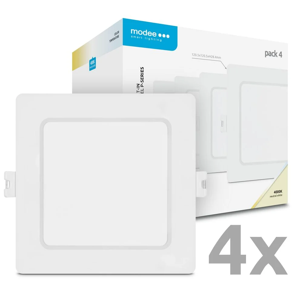 Modee LED panel podhľadový štvorec 6W 4000K biely 660 lumenov 4ks