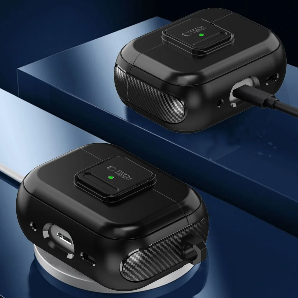 Tech-Protect Defender Magsafe puzdro na Apple Airpods Pro 1 / 2, čierne e