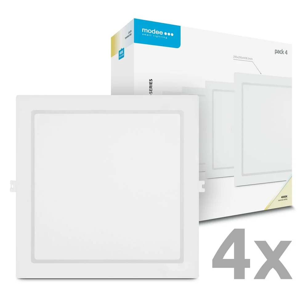 Modee LED panel podhľadový štvorec 24W 4000K biely 2640 lumenov 4ks