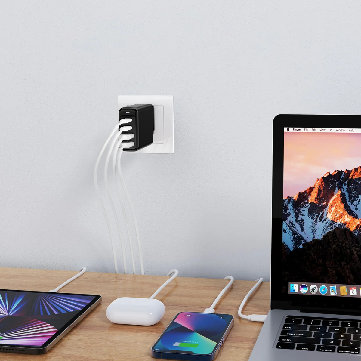 Choetech GaN sieťová nabíjačka 2x USB-C / 2x USB 140W, čierna