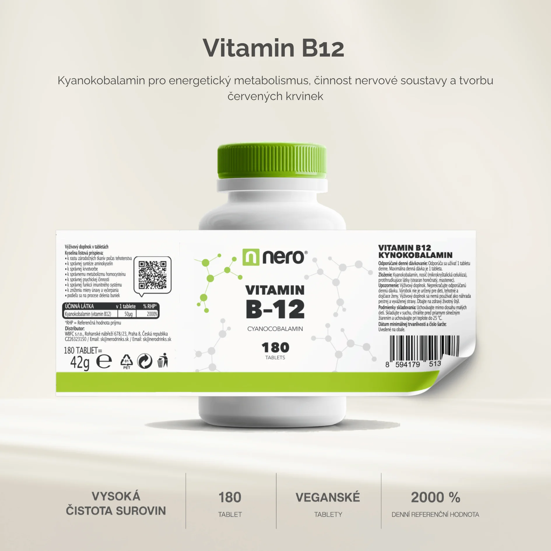 NERO Vitamin B12 Cyanocobalamin 180 tabliet