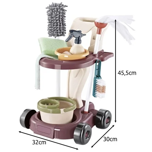 Detská upratovacia sada s príslušenstvom, vozík + vysávač + mop Little Helper