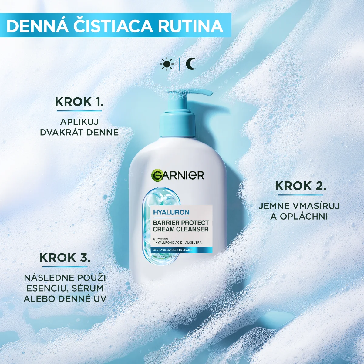 Garnier Skin Naturals upokojujúci čistiaci krém s kyselinou hyalurónovou a aloe vera 1×250 ml, čistiaci krém
