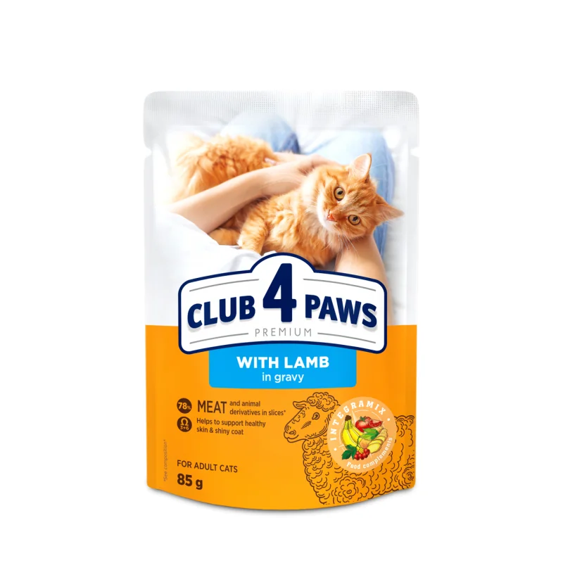 CLUB 4 PAWS Premium S jahňacím mäsom v omáčke 85 g (2558)