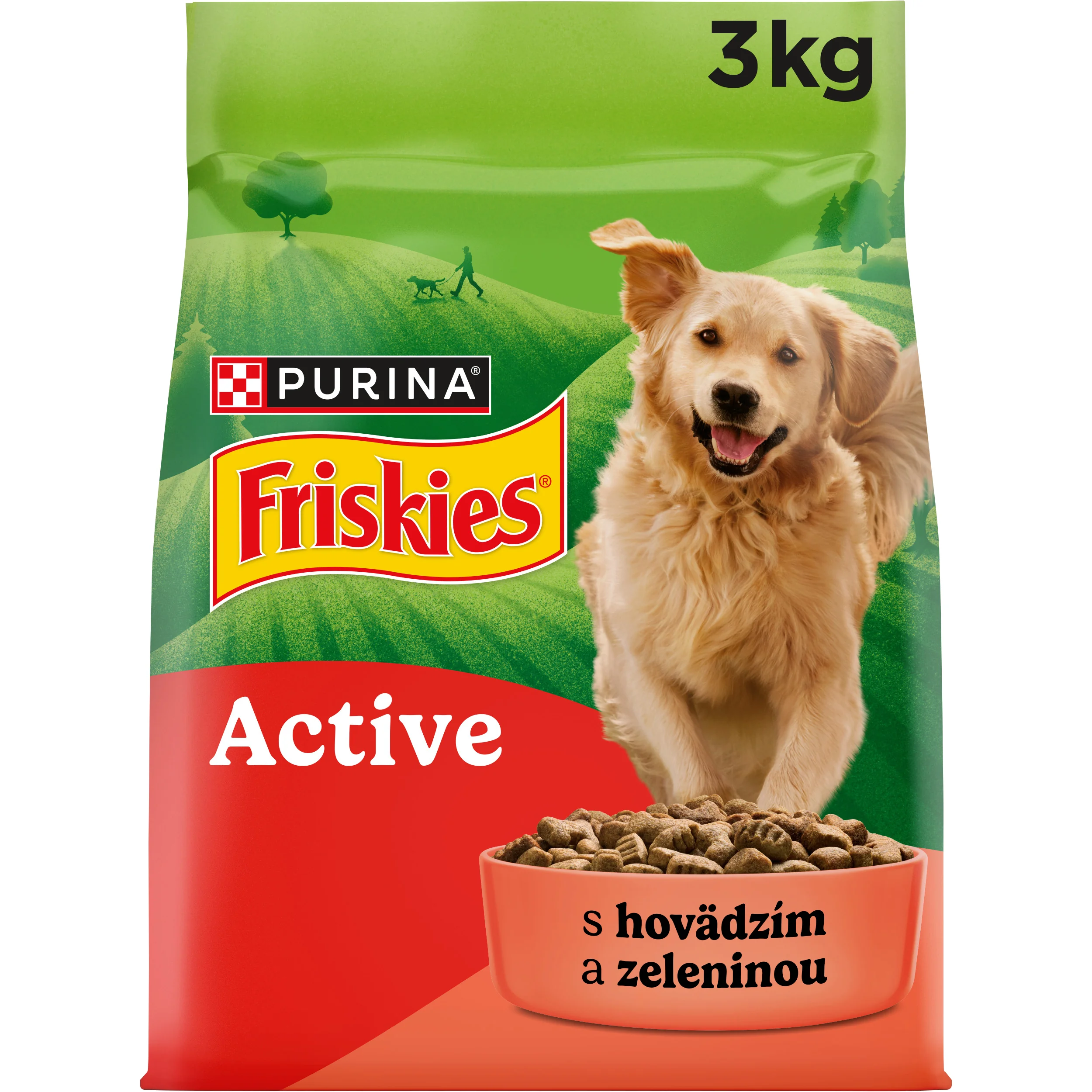 Friskies Active granule pre psov hovädzie 3 kg 1×3 kg, kompletné krmivo pre dospelých psov