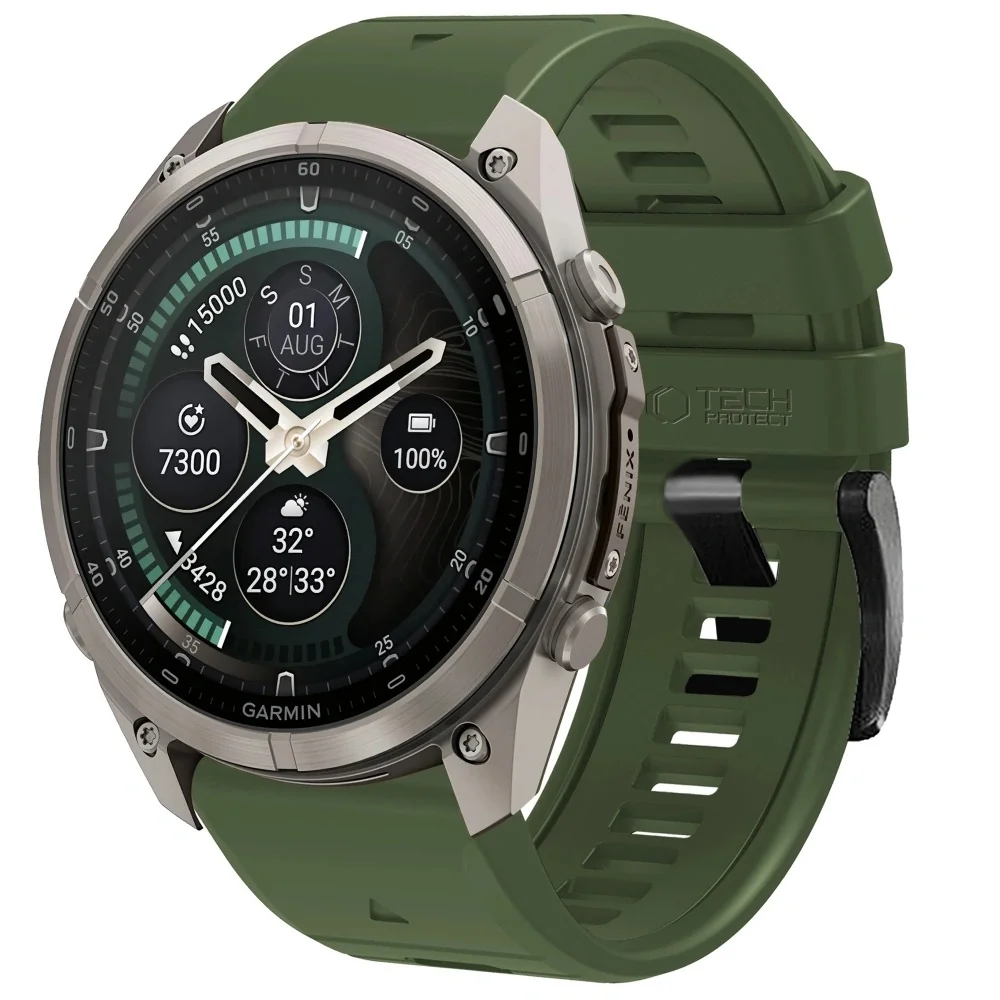 Tech-Protect Silicone remienok Garmin QuickFit 22mm, military green