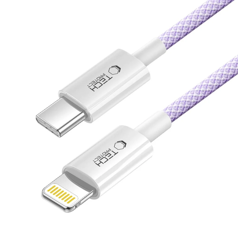 Tech-Protect Ultraboost Lite kábel USB-C / Lightning PD 27W / 3A 1m, fialový ialový