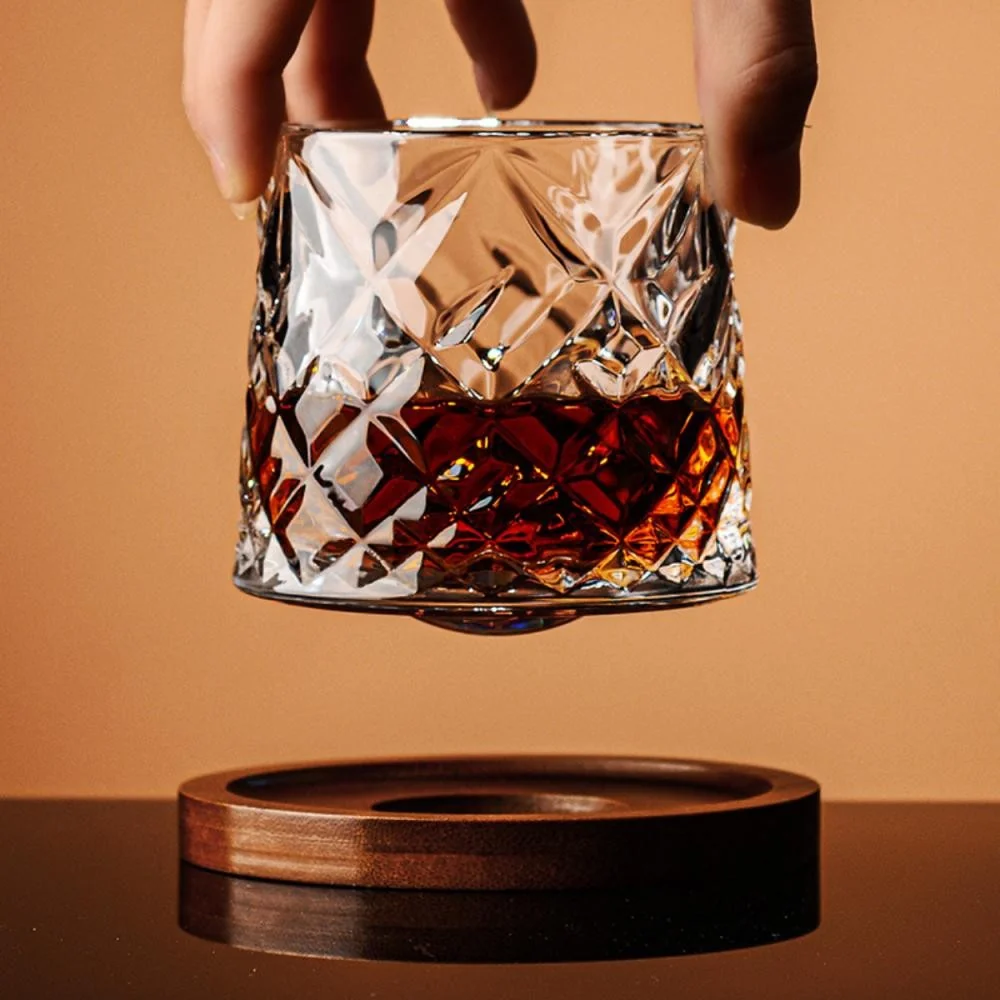Kryštálový pohár na whisky s dreveným podnosom 280 ml
