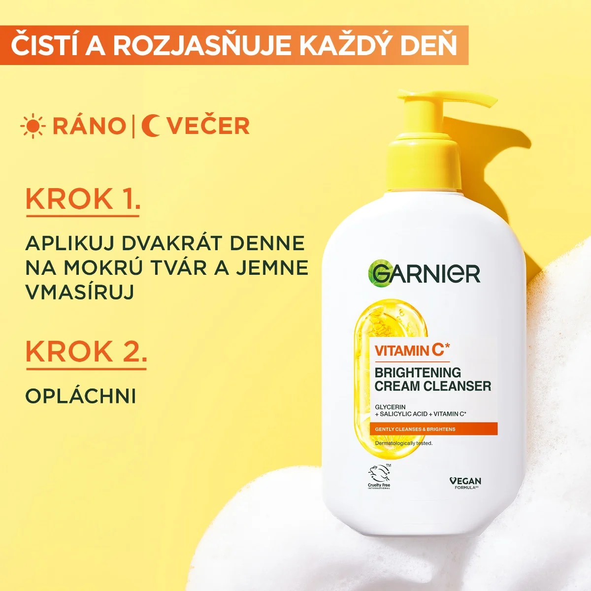 Garnier Skin Naturals rozjasňujúci čistiaci krém s vitamínom C 1×250 ml, čistiaci krém