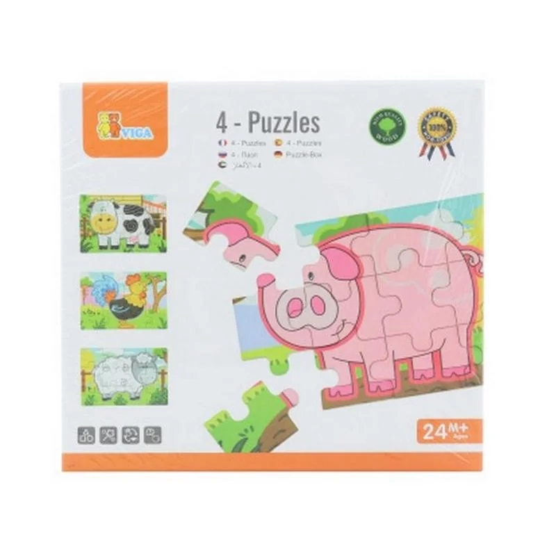 Viga Drevené puzzle farma 4obrázky