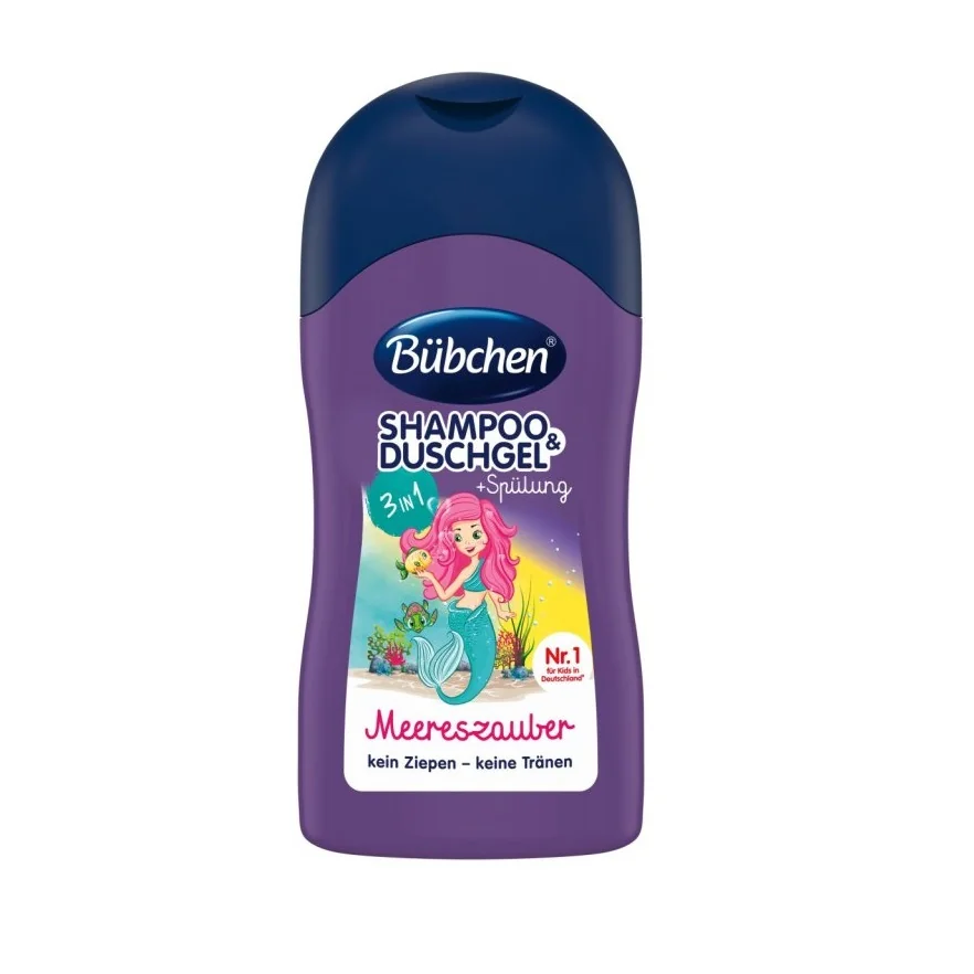 Bübchen Kids Šampón & sprchový gel & kondicionér 3v1 Malá morská víla 1×50 ml, šampón, sprchový gél a kondicionér