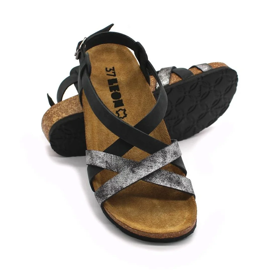 4305 Dámske zdravotné korkové sandále 38 - 24,5cm, hnedá, 2,0 cm