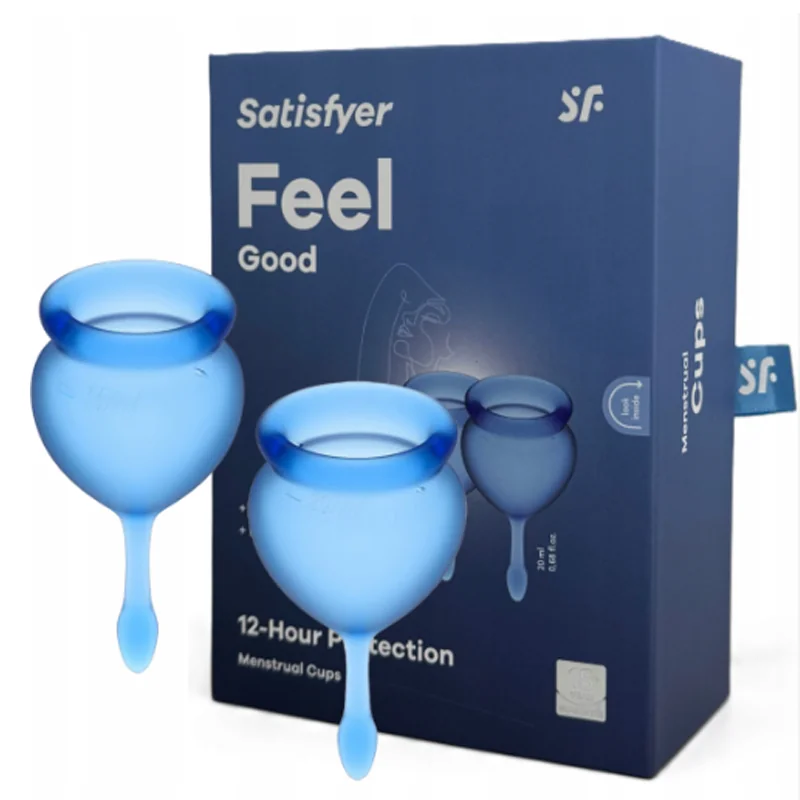 SATISFYER Menstruačné kalíšky Feel confident 2ks Modré 1ks/15ml + 1ks/20ml menstruačné kalíšky