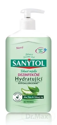 SANYTOL Tekuté mydlo Hydratujúce 1×250 ml, dezinfekčné, Aloe Vera a Zelaný čaj