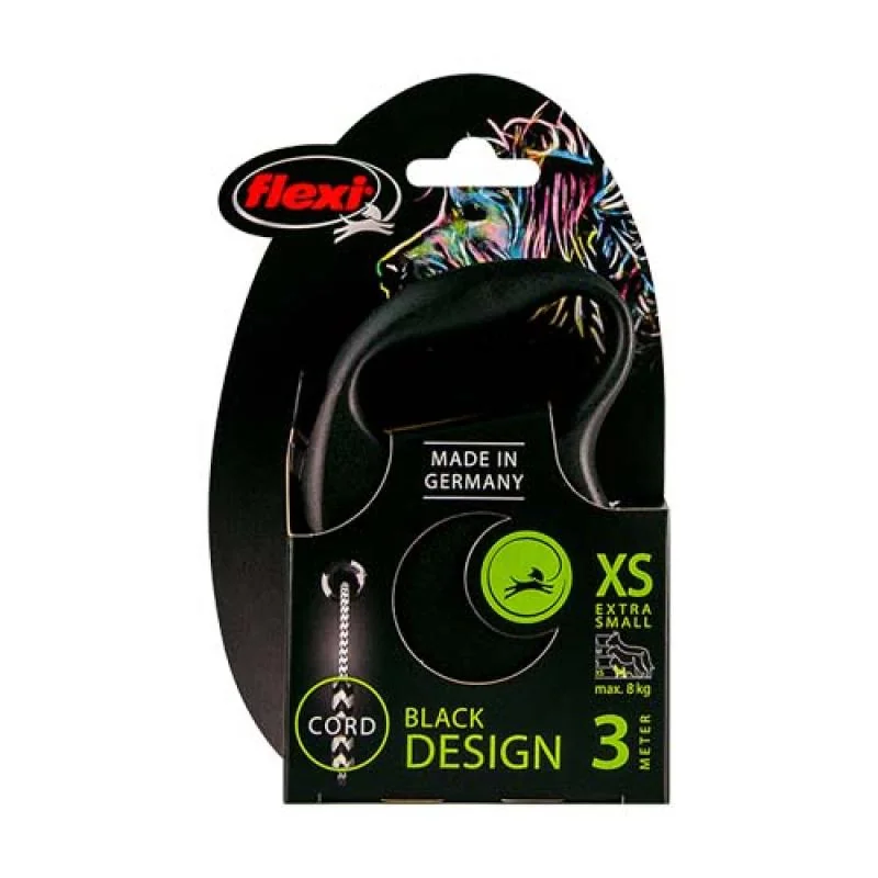 flexi Black Design XS lanko 3m čierna do 8kg