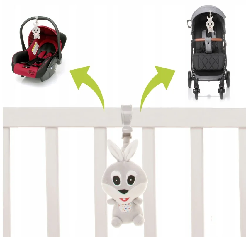 Závesná plyšová hračka s pískatkom, Rabbit, sivá