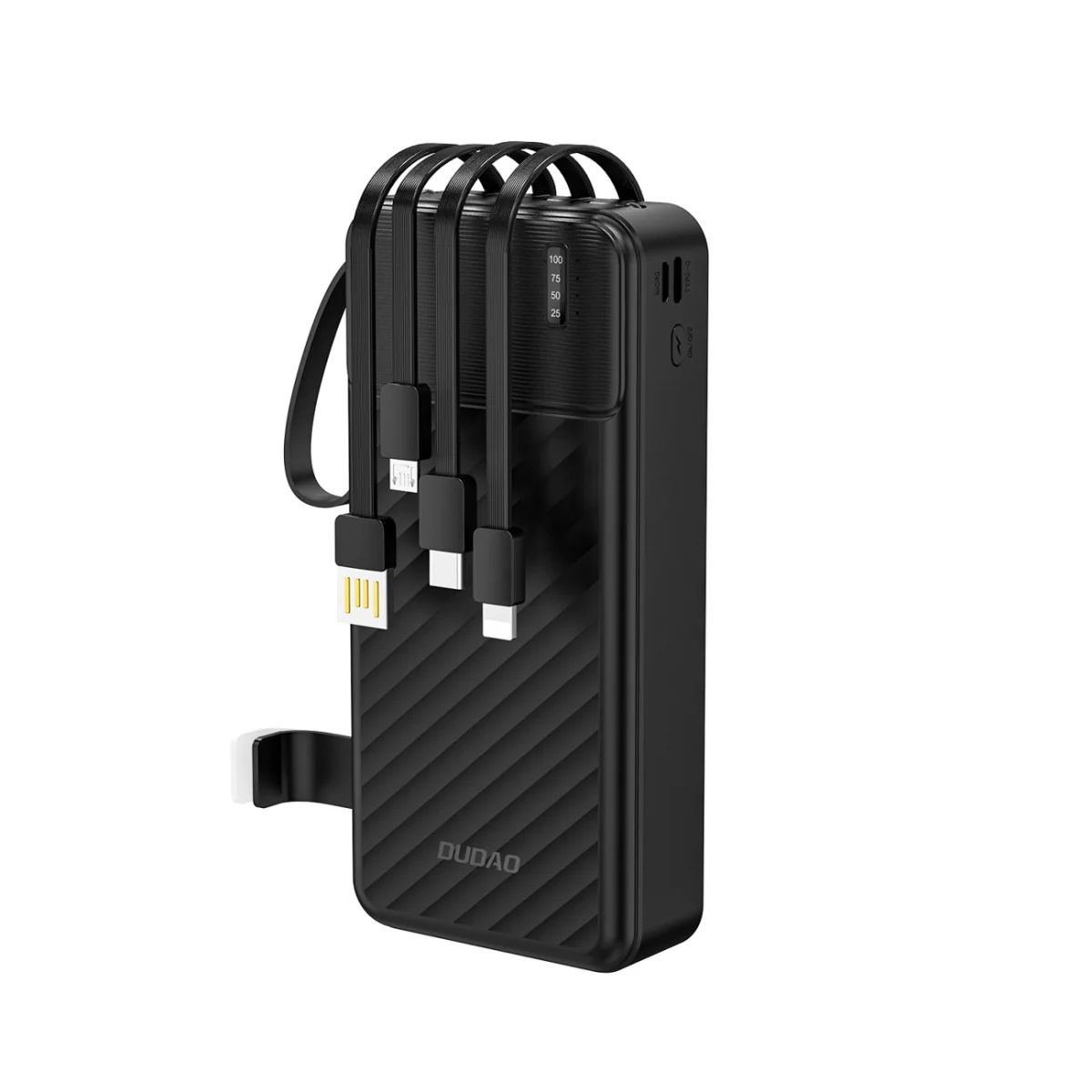 Dudao K11 Pro Power Bank 20000mAh + kábel USB / USB-C / Lightning / Micro USB 10W, čierny cro USB 10W, čierny