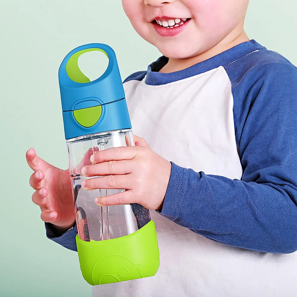 Fľaša na pitie so slamkou 450 ml modrá/zelená