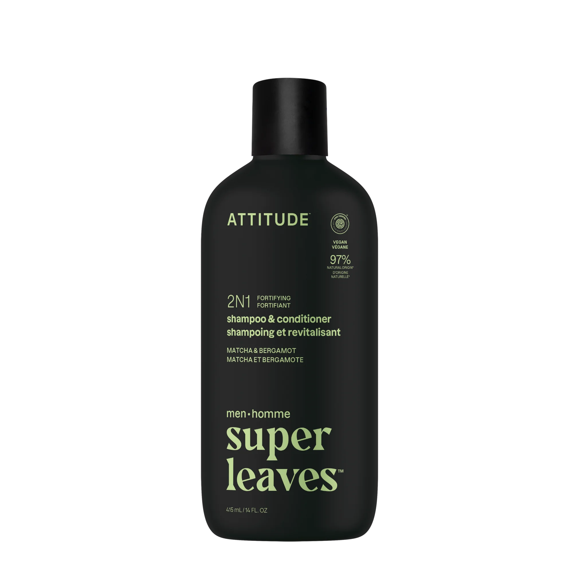 Pánsky posilňujúci šampón a kondicionér 2v1 ATTITUDE Super leaves - Matcha a Bergamot 415 ml