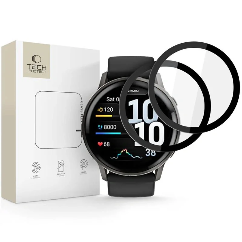 Tech-Protect Glass Flex 2x ochranné sklo na Garmin Venu 4 (45 mm), čierne rne
