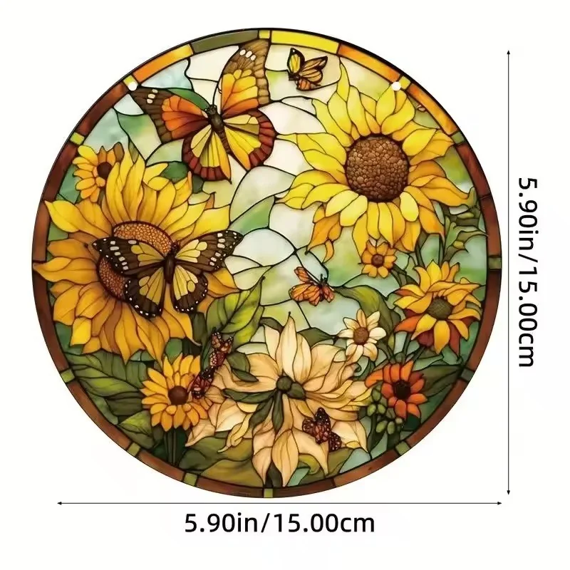 Lapač Slnka Sunflower Typ6 L – vitrážový závesný dekor s kvetinovým motívom