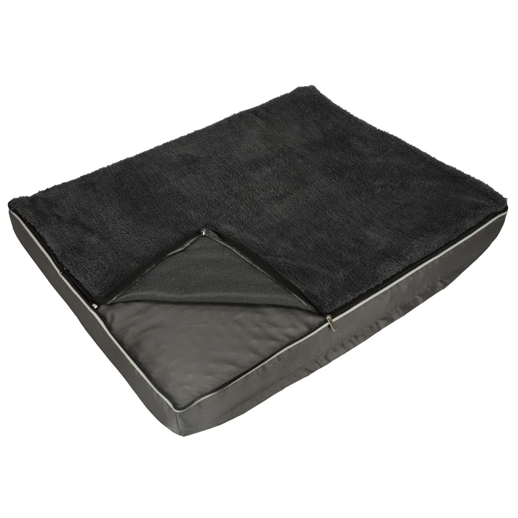 Ortopedický pelech pre psa – 90 × 70 × 10 cm, tmavosivý, snímateľný poťah