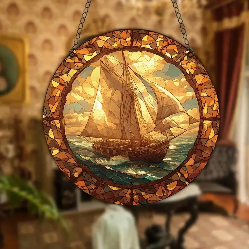 Vitrážový lapač slnka - Plachetnica XL- 30cm x 30cm