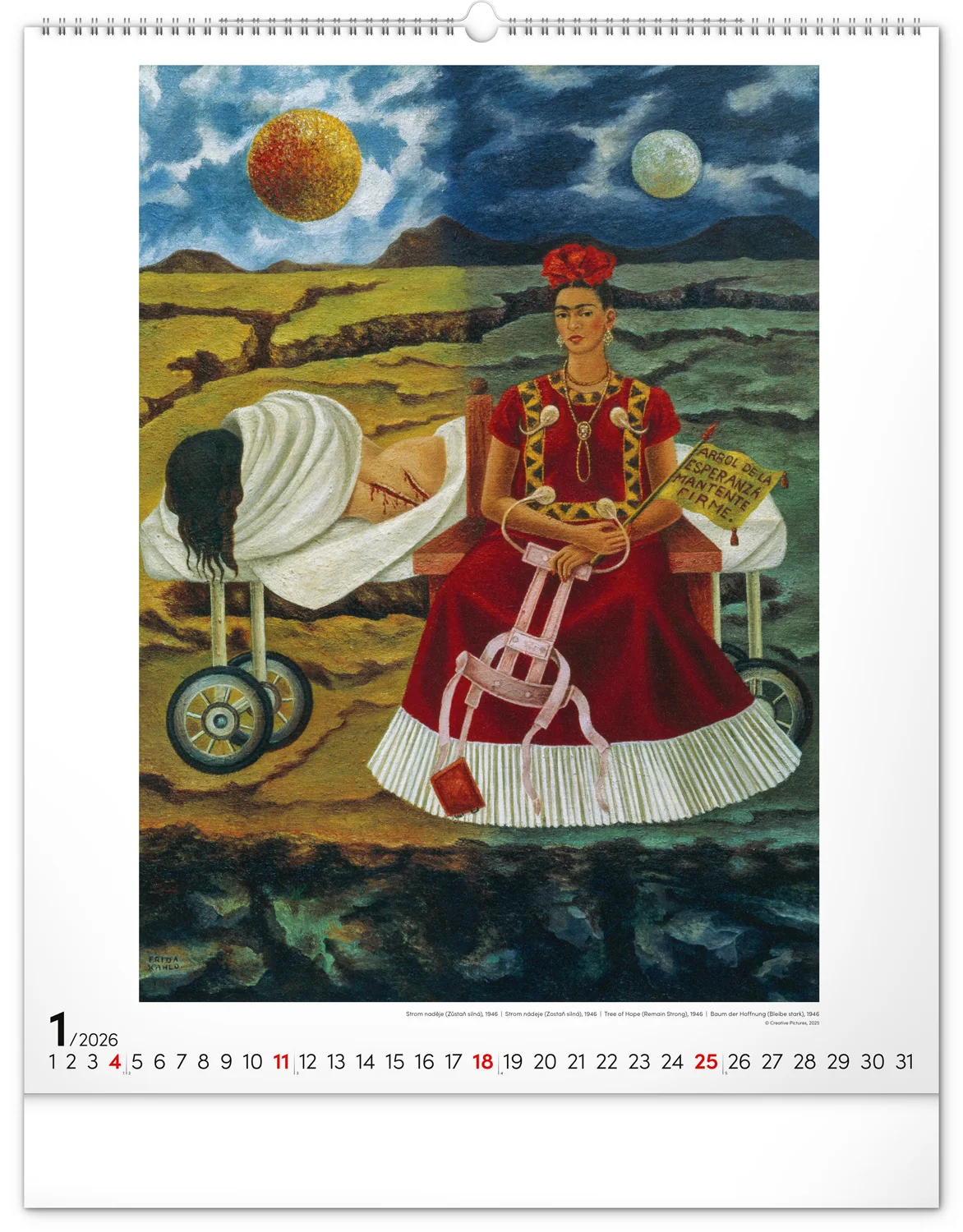 NOTIQUE Nástenný kalendár Frida Kahlo 2026, 48 x 56 cm