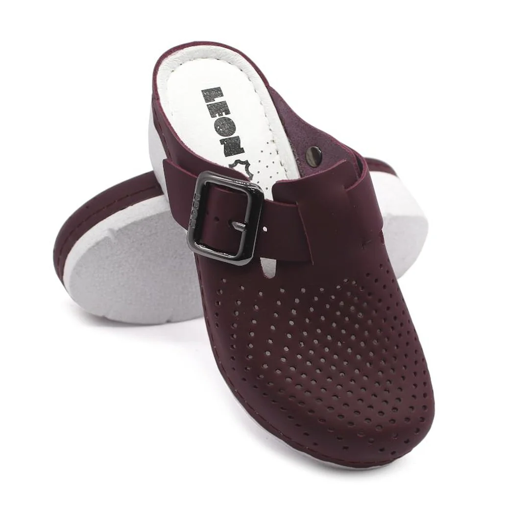 Leon 1100 Dámska zdravotná celokožená obuv - Klinový opätok 37 - 23,5cm, bordová, 6,5 cm