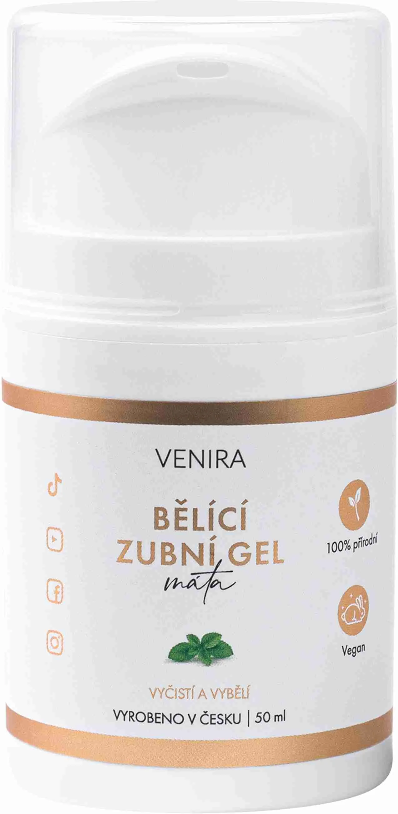 VENIRA Bieliaci zubný gél mäta 1×50 ml, bieliaci zubný gél